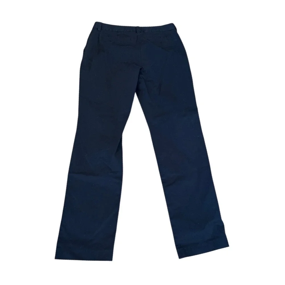 Lands' End‎ Womens Size 8 Mid Rise Straight Leg Chino Pants Deep Navy Blue READ